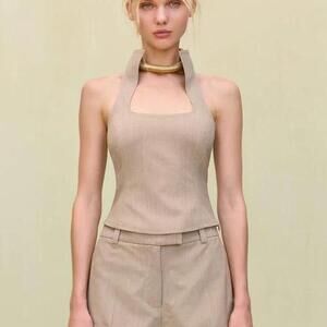 Cult Gaia DULCIE TOP - BEIGE in Tan